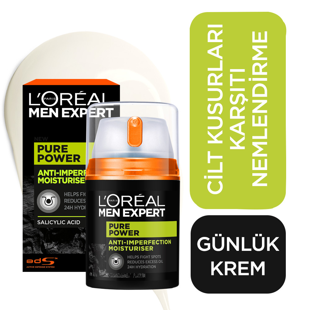  l'oréal paris pure power cilt kusurlari karşiti günlük nemlendirici 50ml