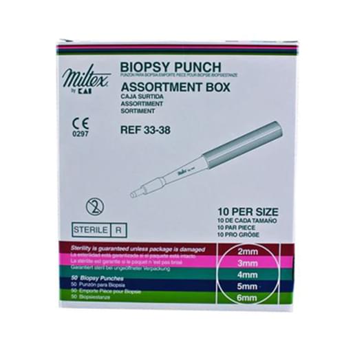 Biopsy Punch Assorted, Sterile, Disposable, 50/Box (10ea of 2 3 4 5 6mm)