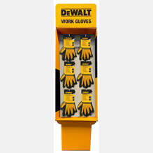DEWALT FS6-DPG70L Textured Rubber Gripper Gloves 6 Peg Free Standing Corrugated Display, 36 Pairs
