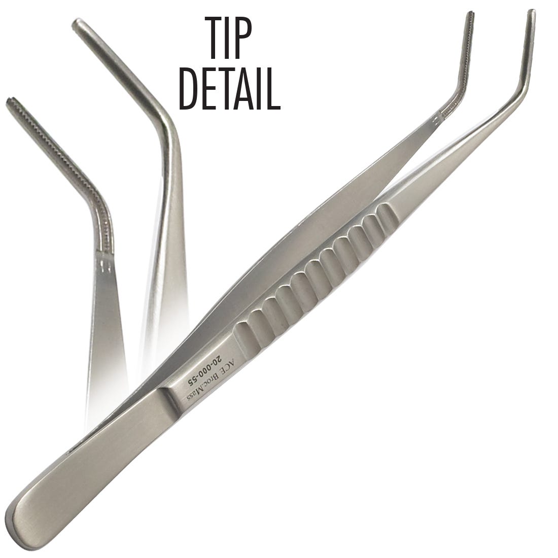 ACE DeBakey Tissue Forceps, 2mm wide tips, angled