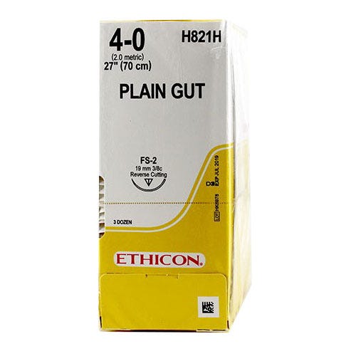 Plain Gut Suture, 4-0, FS-2, Reverse Cutting, 27" - 36/Box