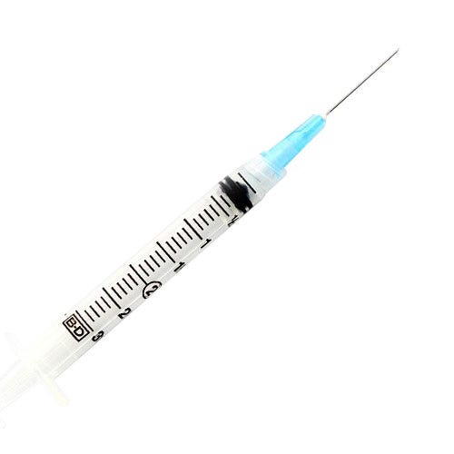 3 cc BD Luer-Lok™ Syringe w/25ga x 5/8" BD PrecisionGlide™ Needle, Regular Wall, Regular Bevel, Sterile - 100/Box