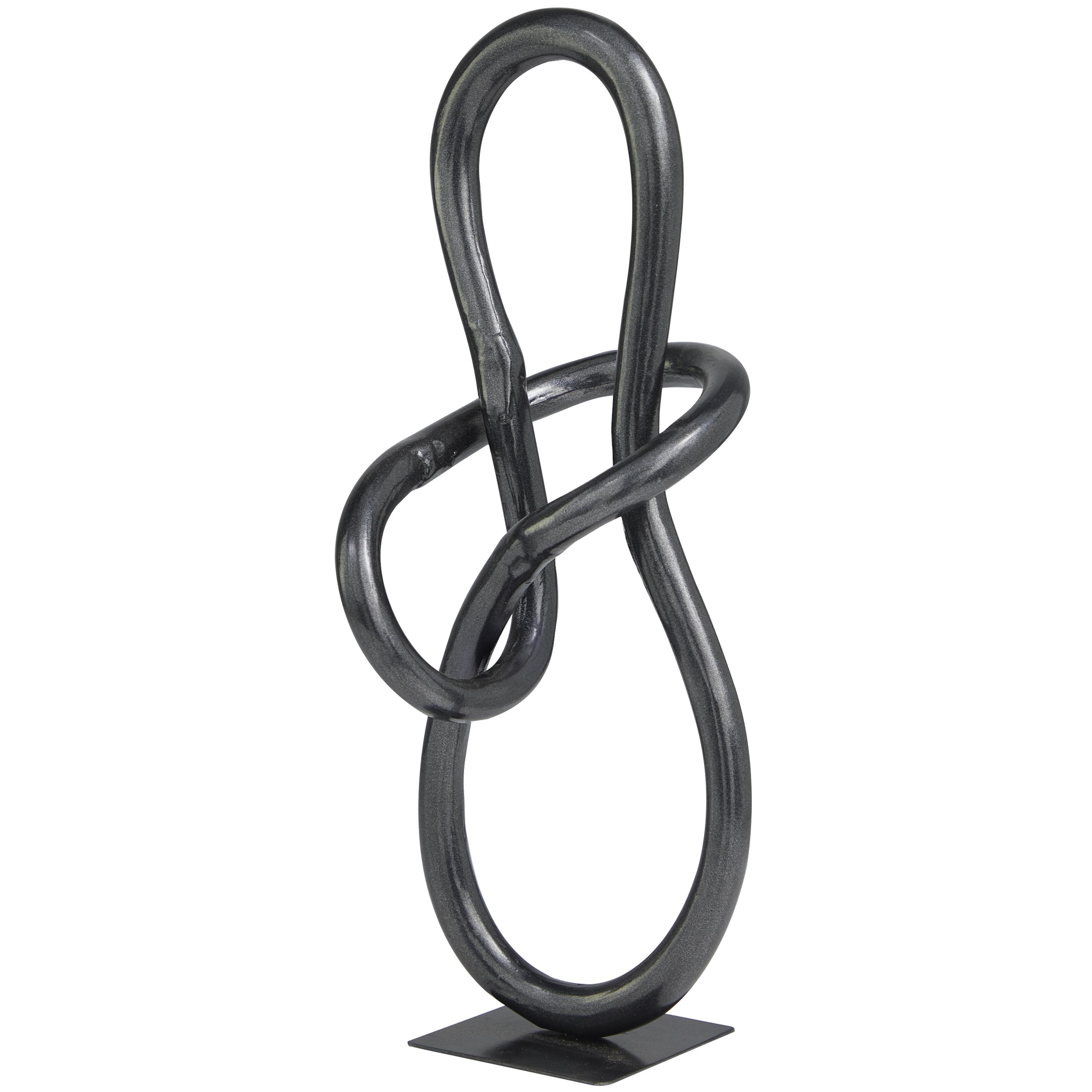 Dark Gray Aluminum Metal Abstract Decorative Sculpture, 6" x 7" x 15"