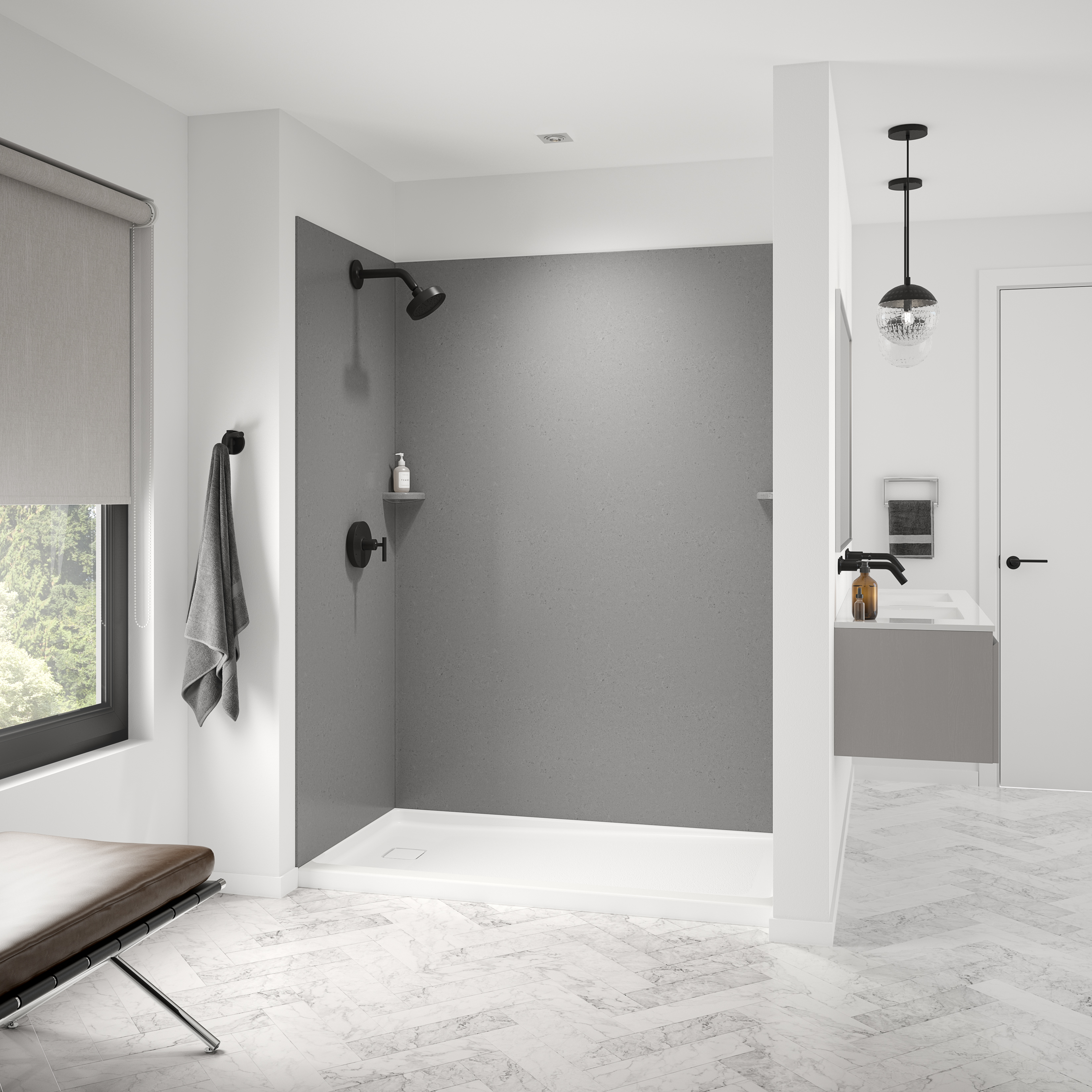 Showercast Porcelain Enamel Alcove Shower Base In Square In Chrome view 6