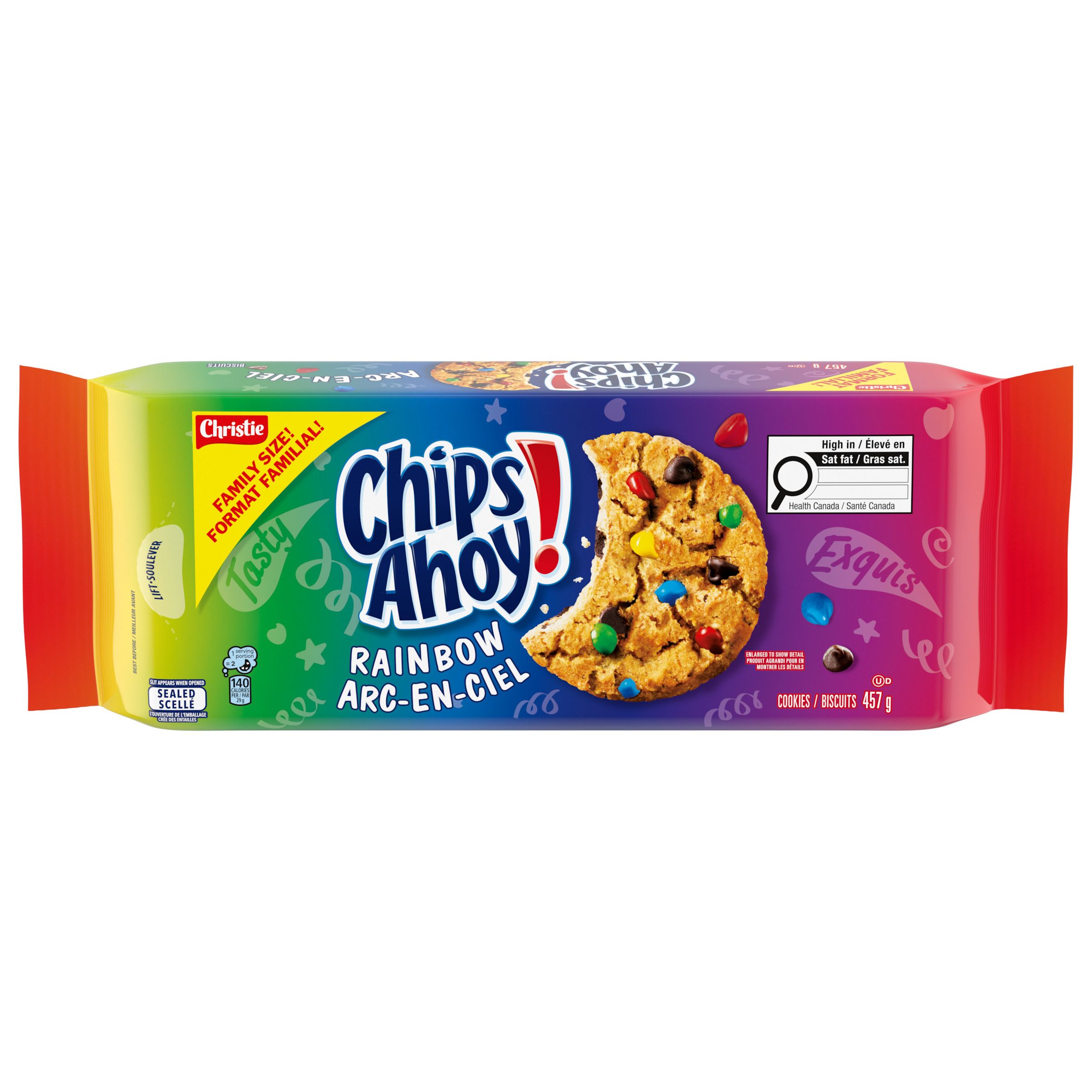 CHIPS AHOY! Rainbow Chocolate Chip Cookies, 1 Family Resealable Pack (457g)
