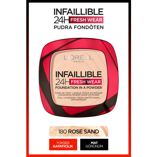 l'oréal paris infaillible 24h fresh wear pudra fondöten 180 rose sand