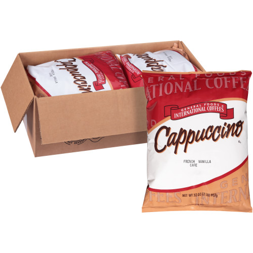 General Foods International French Vanilla Cafe Cappuccino Instant Coffee, 6 ct Casepack, 32 oz Bags 
