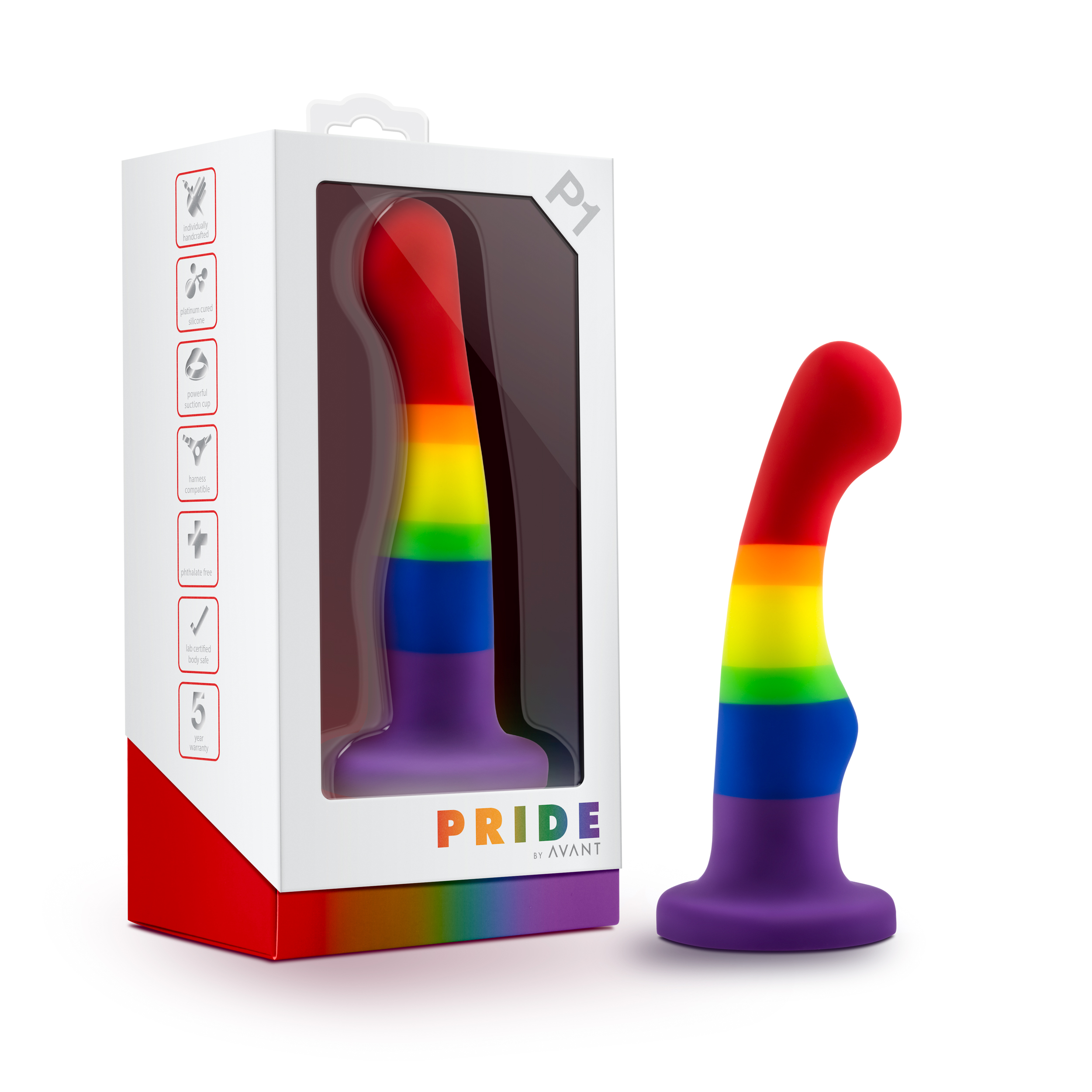 Blush Avant / Pride Freedom P1 / Artisan 6 Inch Curved G-Spot Dildo with Suction Cup Base / Elegantly Made with Smooth UltraSilk? Purio? Silicone