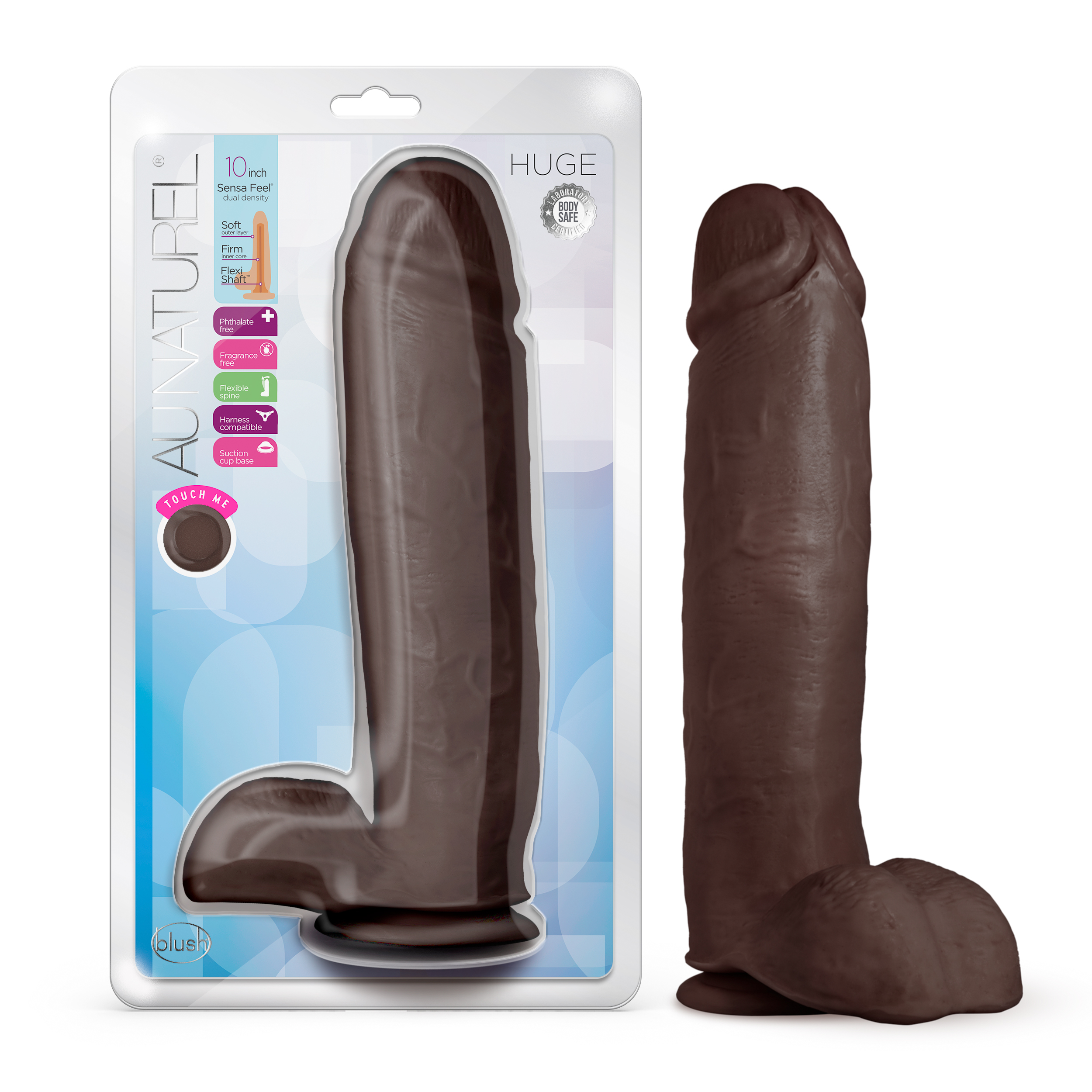 Blush Au Naturel Huge Realistic Chocolate 10.5-Inch Long Dildo With Balls & Suction Cup Base