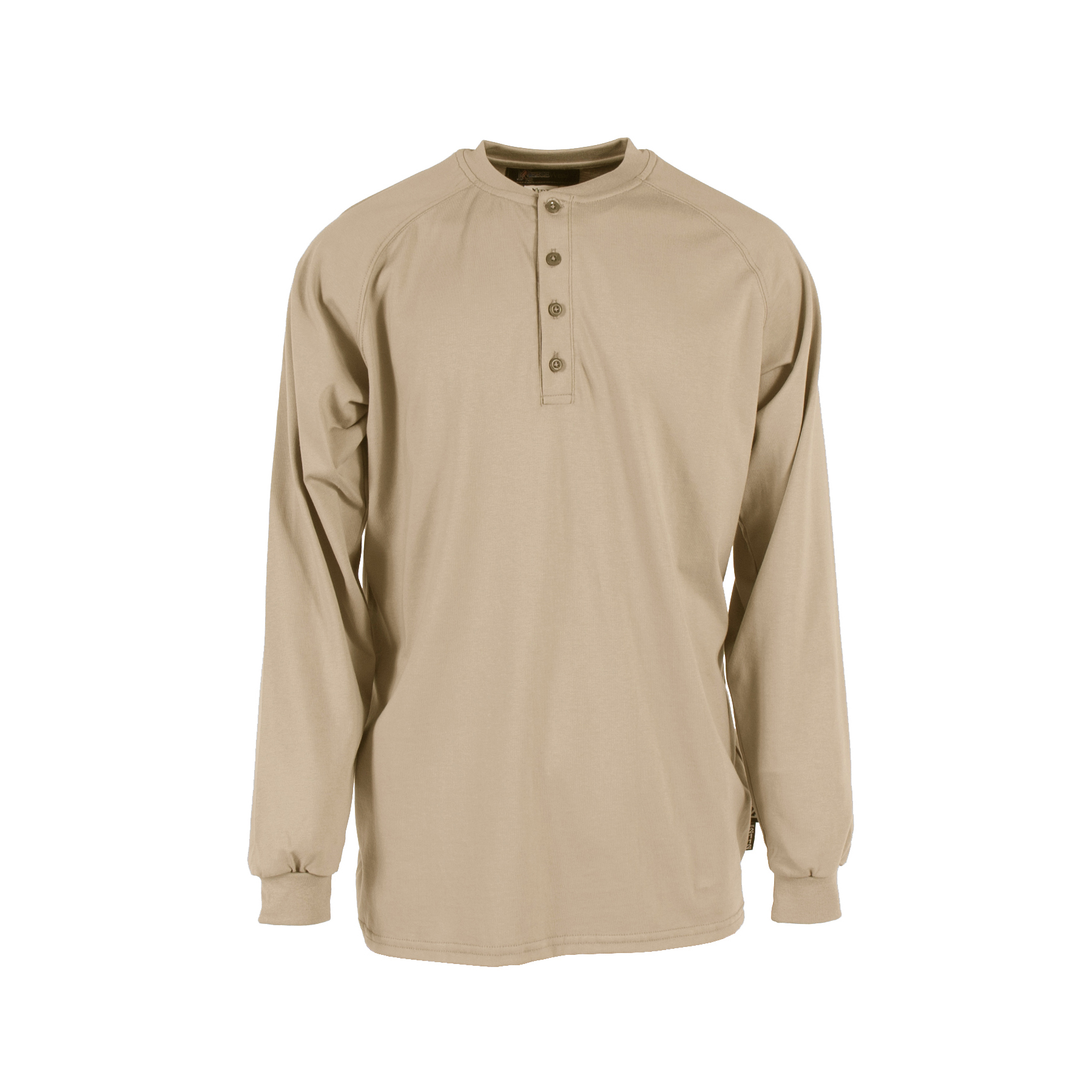 VI6HS 6 oz Cotton FR Henley Shirt (CAT 2) - Khaki - Size 2X