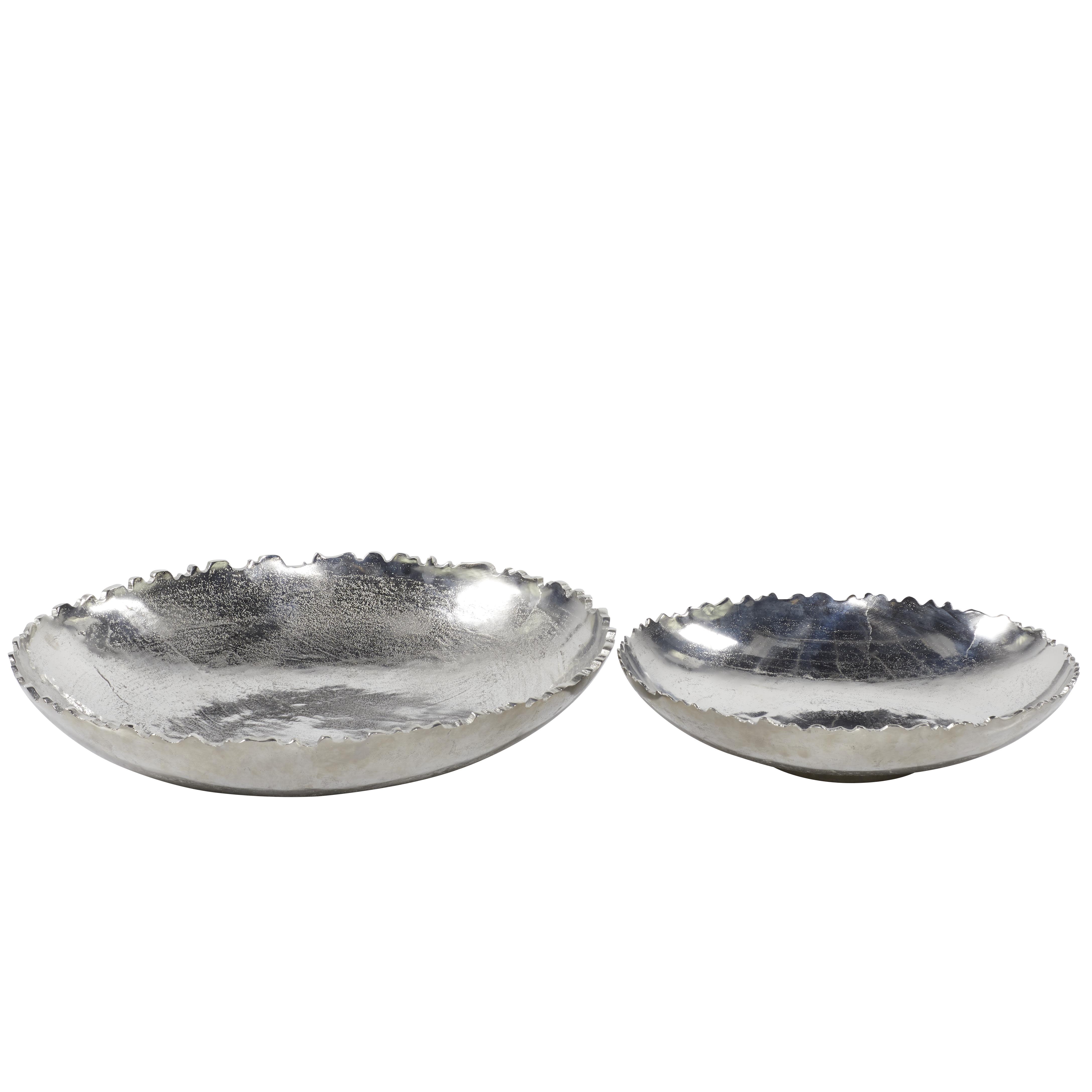 Silver Aluminum Metal  Decorative Bowl, Set of 2 23", 17"W