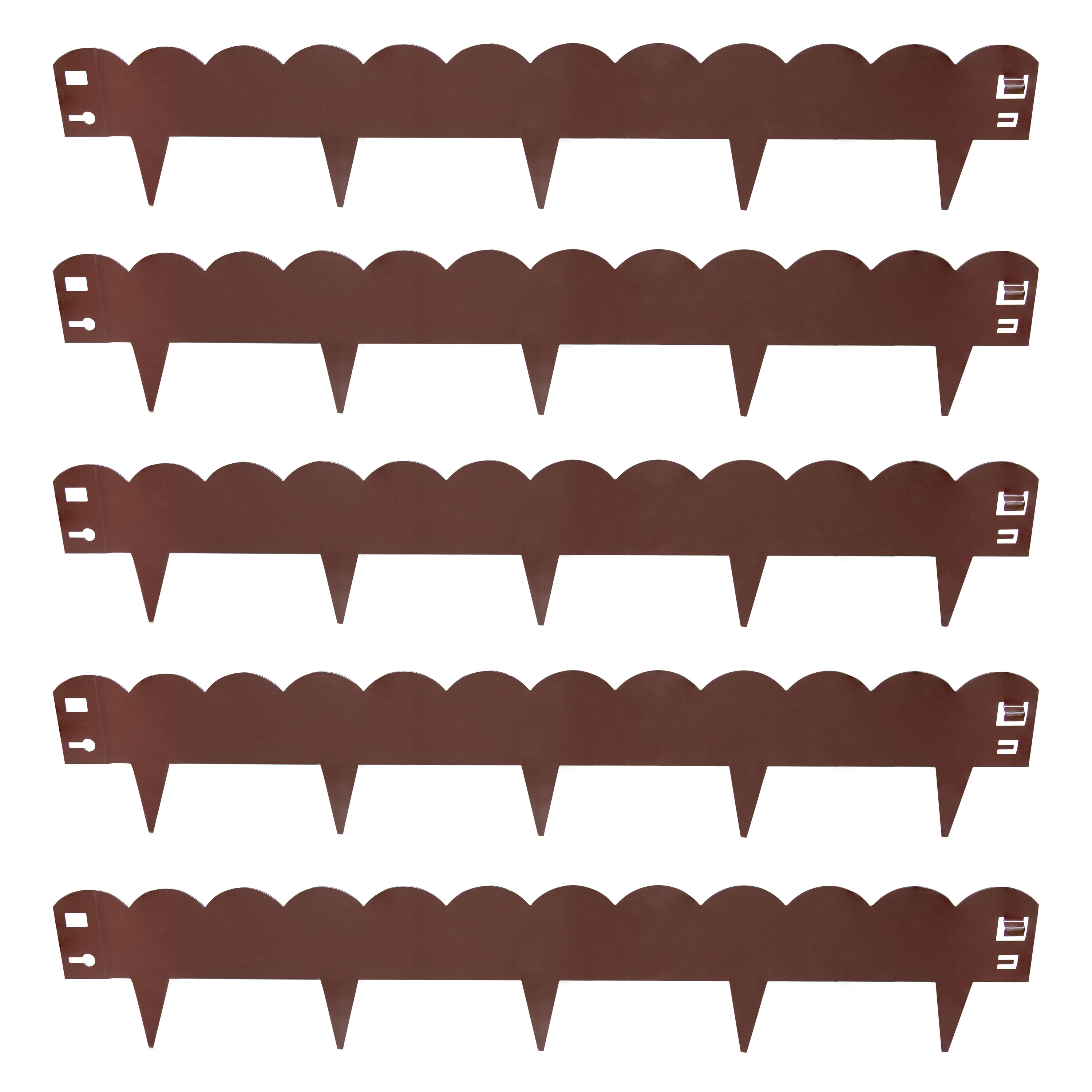 5-Piece Scalloped Landscape Edging Border - 39-Inch (1 m) Sections - Brown