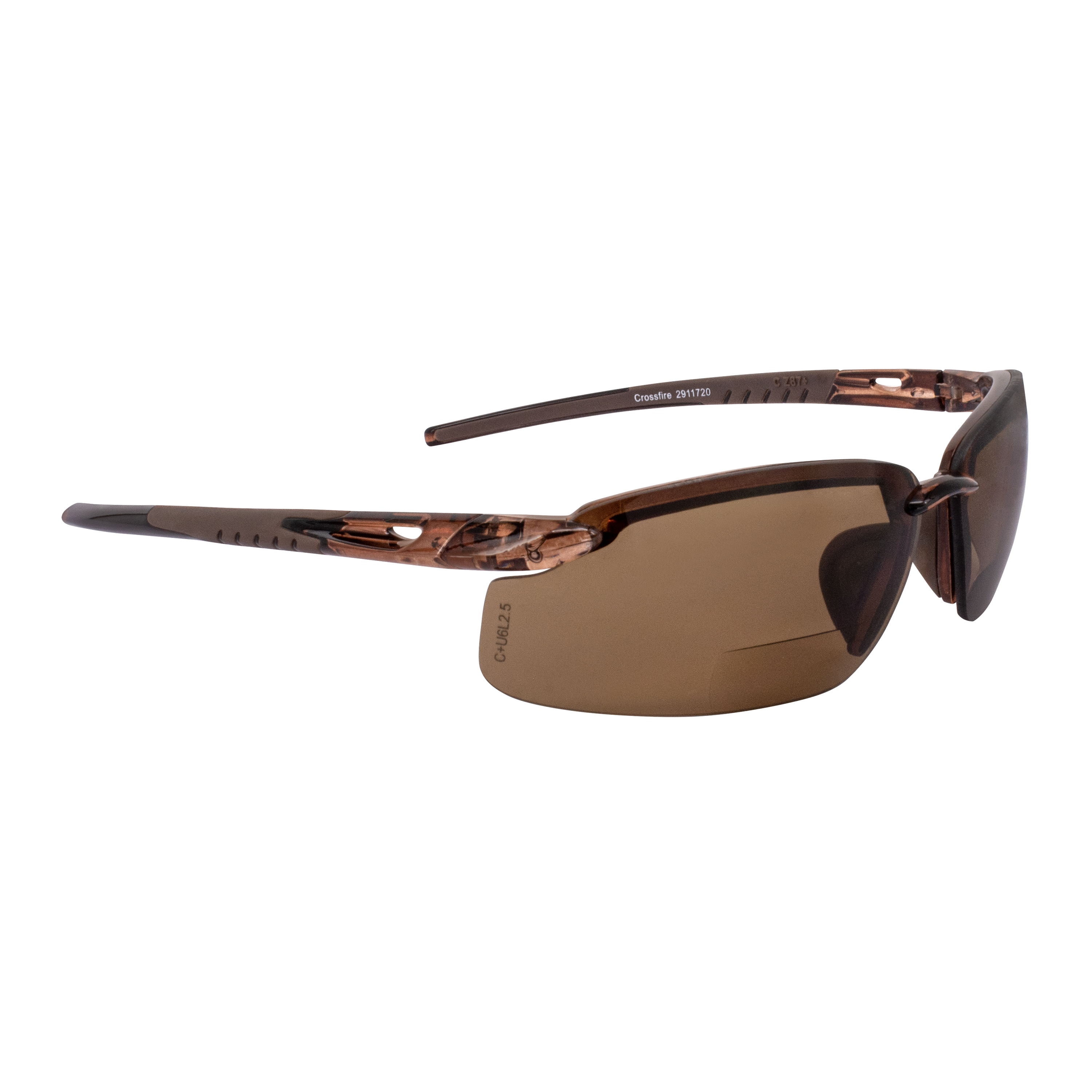 ES5 Bifocal Safety Eyewear - Crystal Brown Frame - HD Brown Lens - 2.0 Diopter