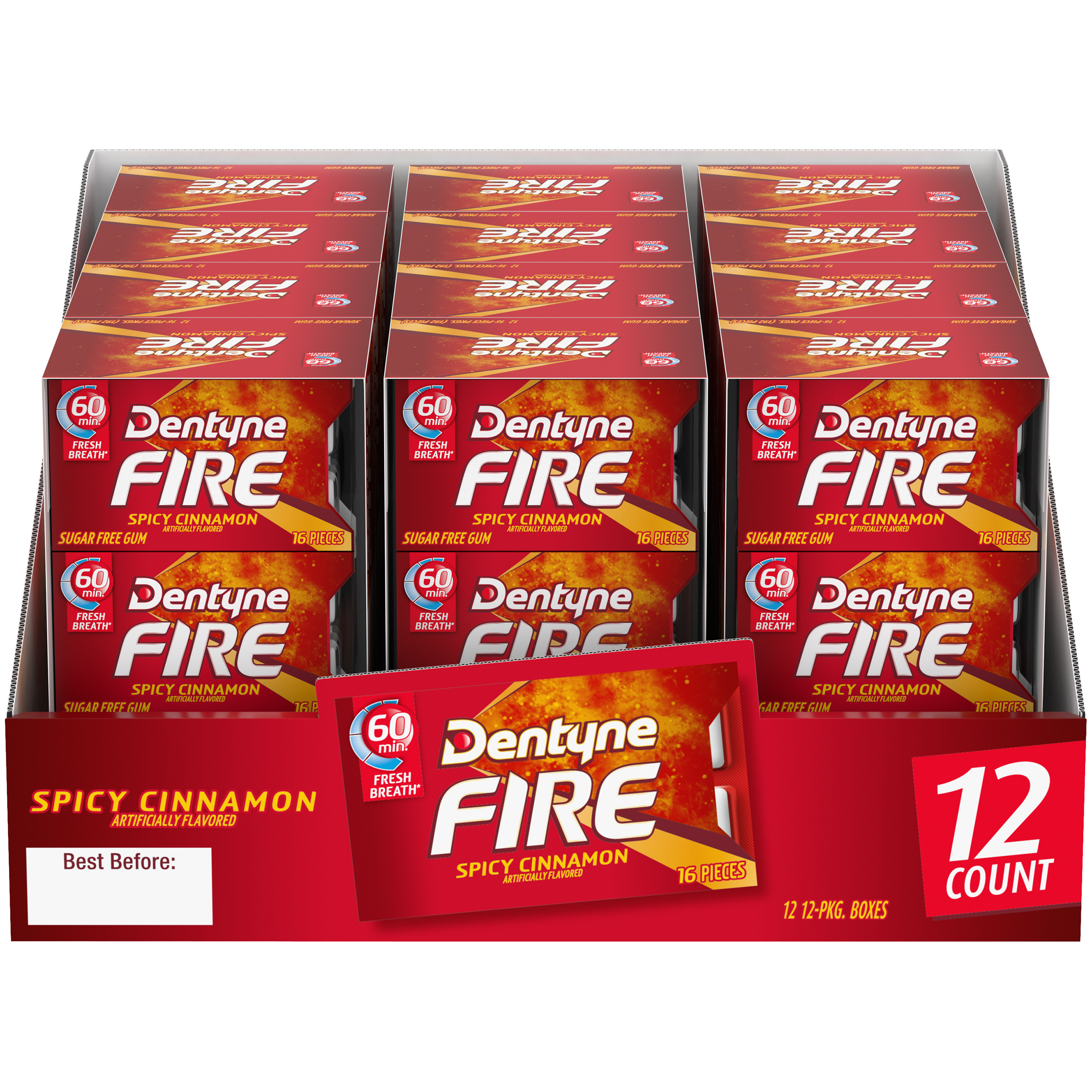 DENTYNE Fire Cinnamon Sugar-Free Gum 16PCS 18x9