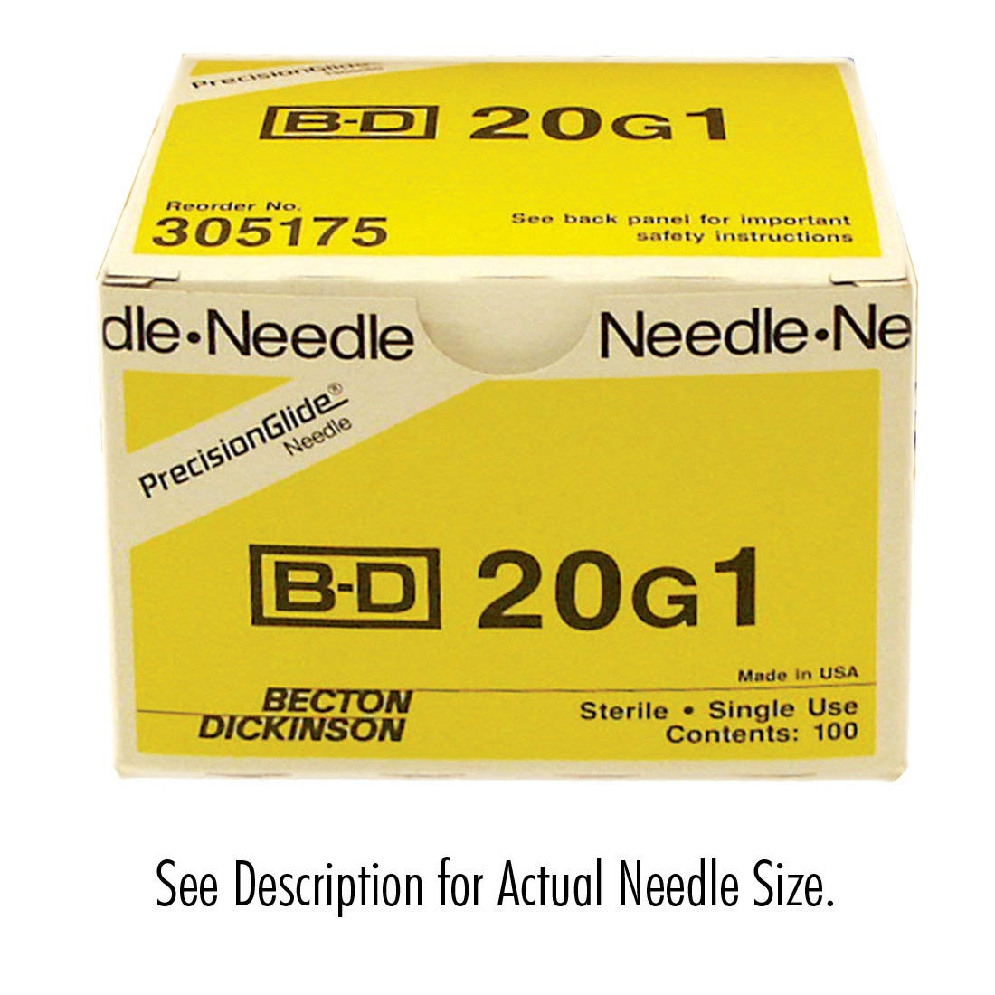 Becton Dickinson Regular Bevel-Plastic Hub-Latex Free Disposable Needles 19G x 1"