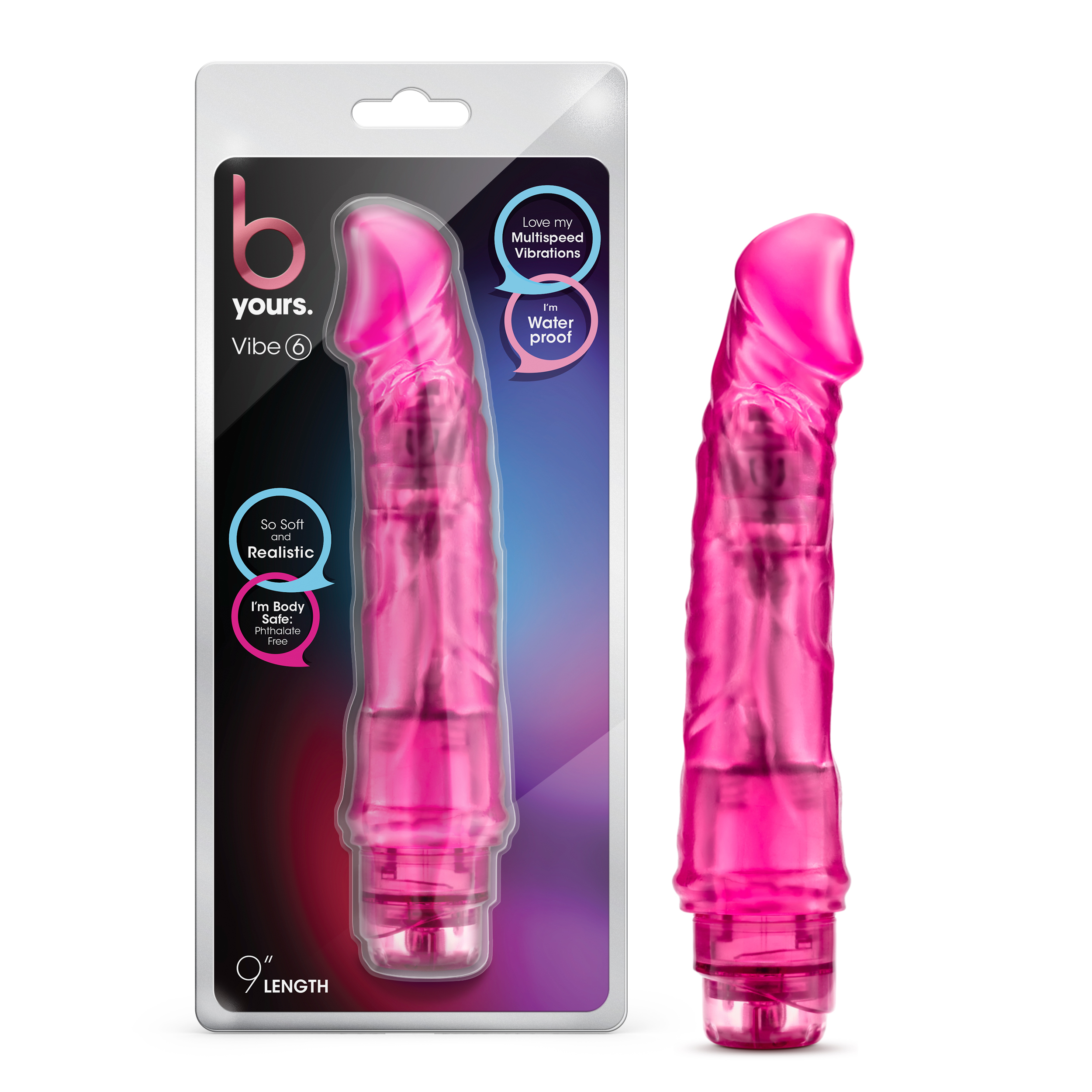 Blush B Yours Vibe 6 Realistic Pink 9.25-Inch Long Vibrating Dildo