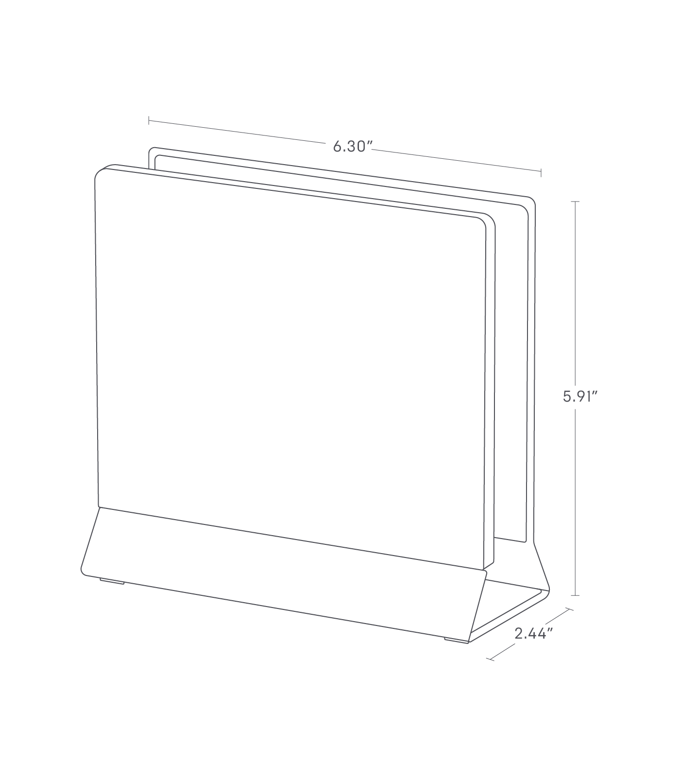 Dimension image for Slim Laptop Stand showing length of 6.30