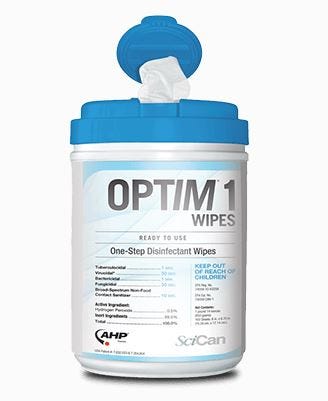 Optim 1 Surface Wipe Cleaner and Disinfectant Large Canister, 6" x 7", 160/canister