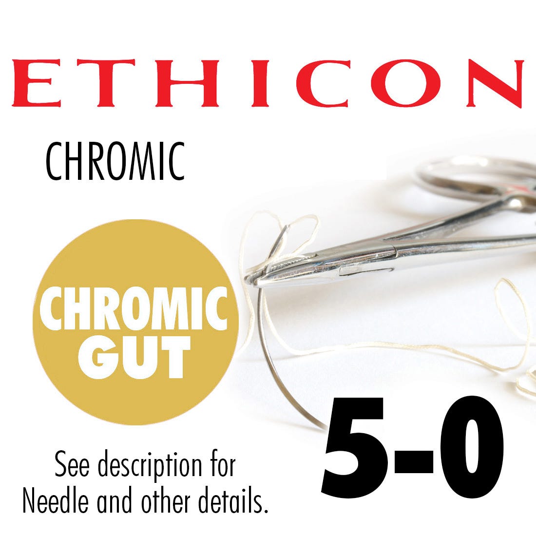 Ethicon 5-0 Chromic Gut Sutures, PS4, 18"- 12/Box