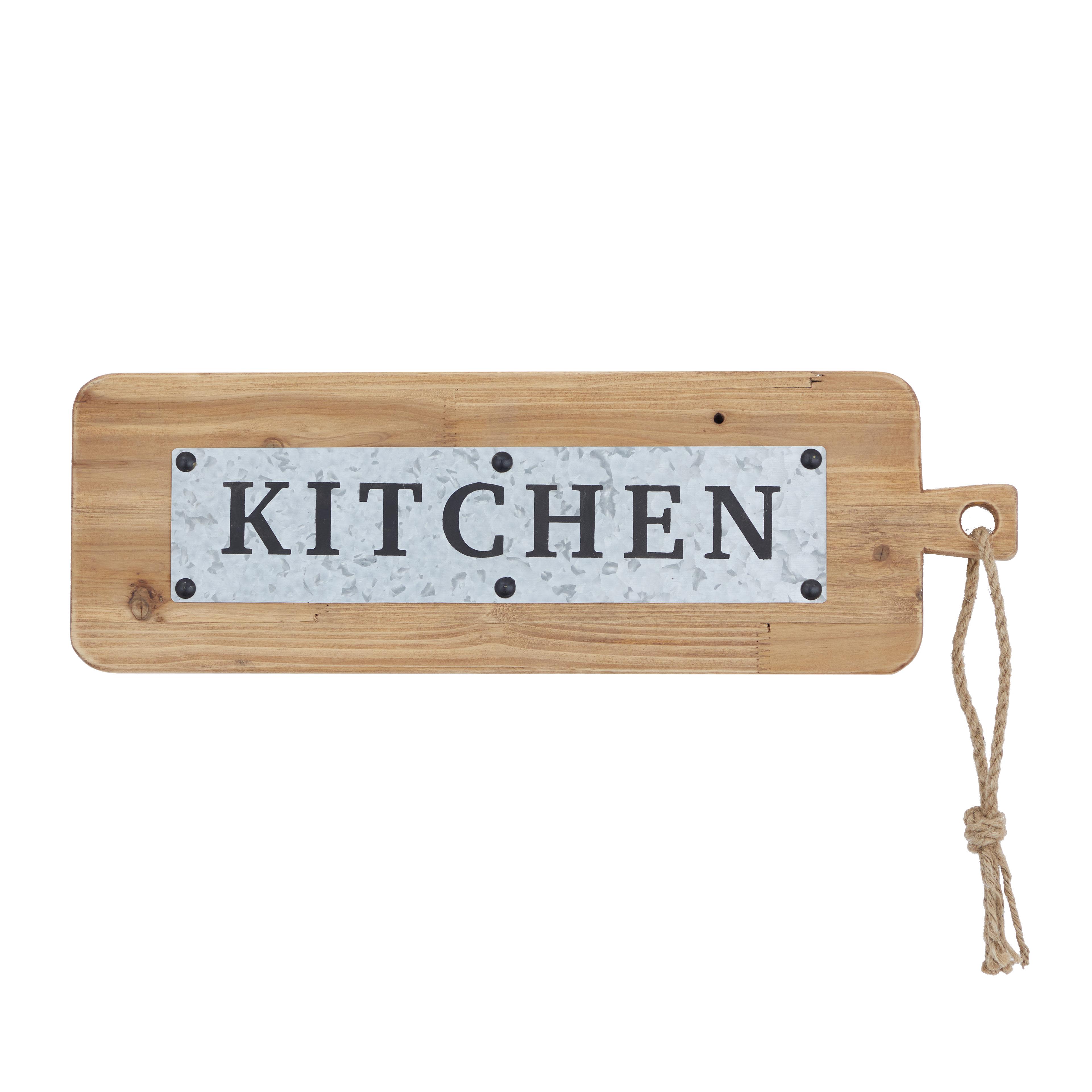2 Brown Wood Sign Kitchen Wall Decor, 24\" x 1\" x 8\"