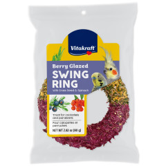 Image of Vitakraft Berry Glazed Swing Ring Treat for Cockatiels & Parakeets, 2.82oz