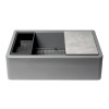 ALFI brand 33" Granite Composite Workstation Farmhouse Sink with Accessories, Titanium, No Faucet Hole, AB33FARM-T