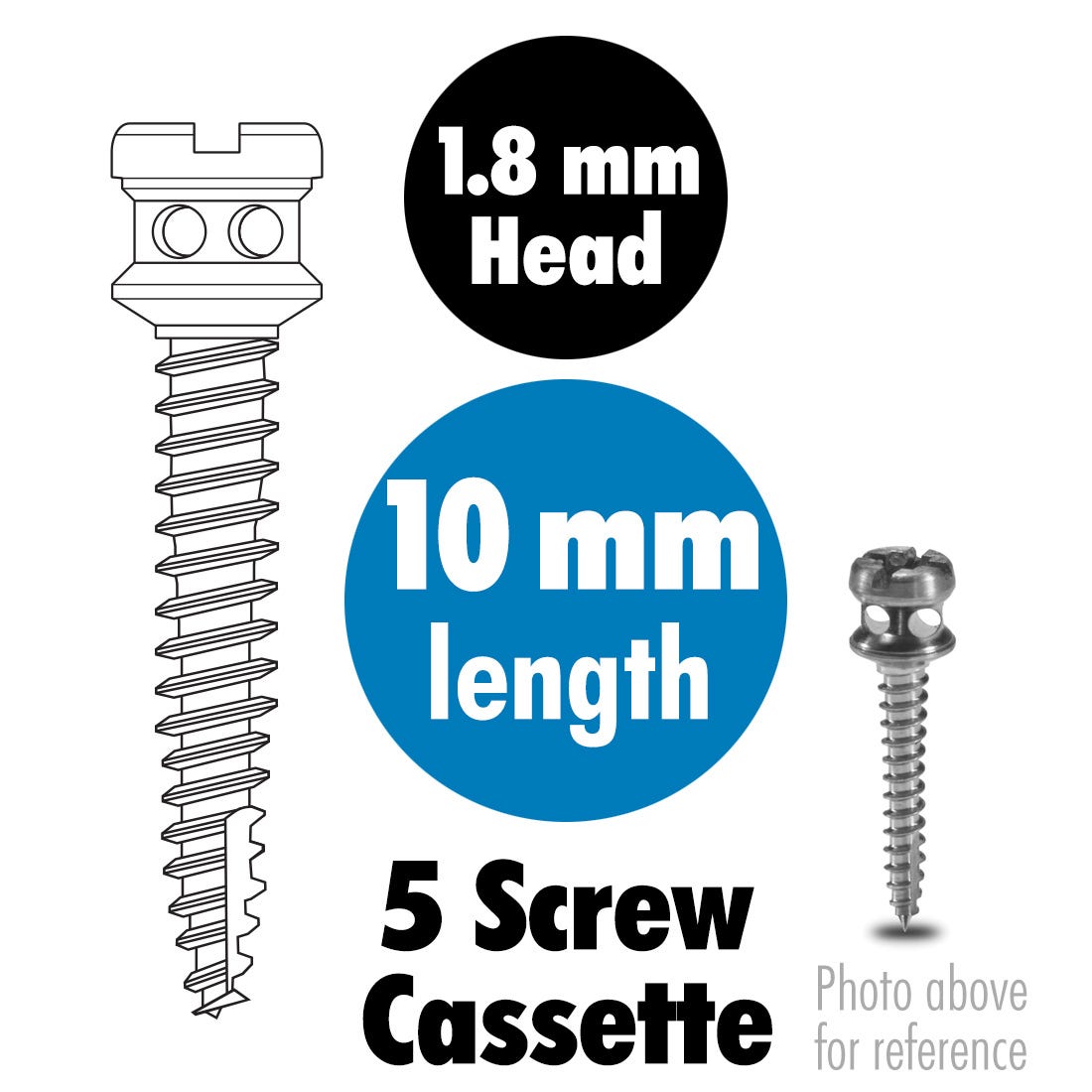 ACE Orthodontic Bone Screws 1.8mm x 10mm, sterile, titanium, 5/Pkg