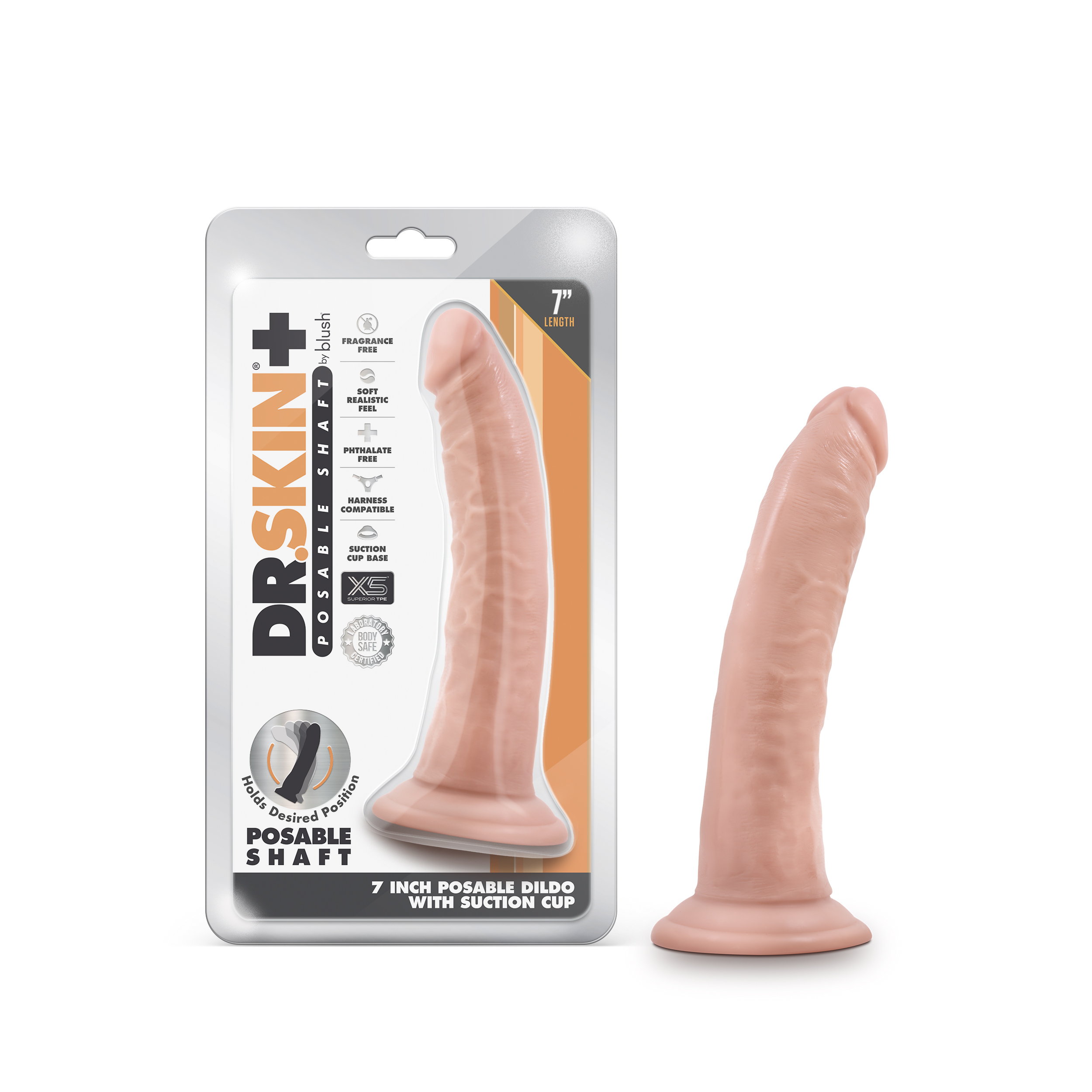 Blush Dr. Skin Plus Realistic Vanilla 7.5-Inch Long Dildo With Suction Cup Base