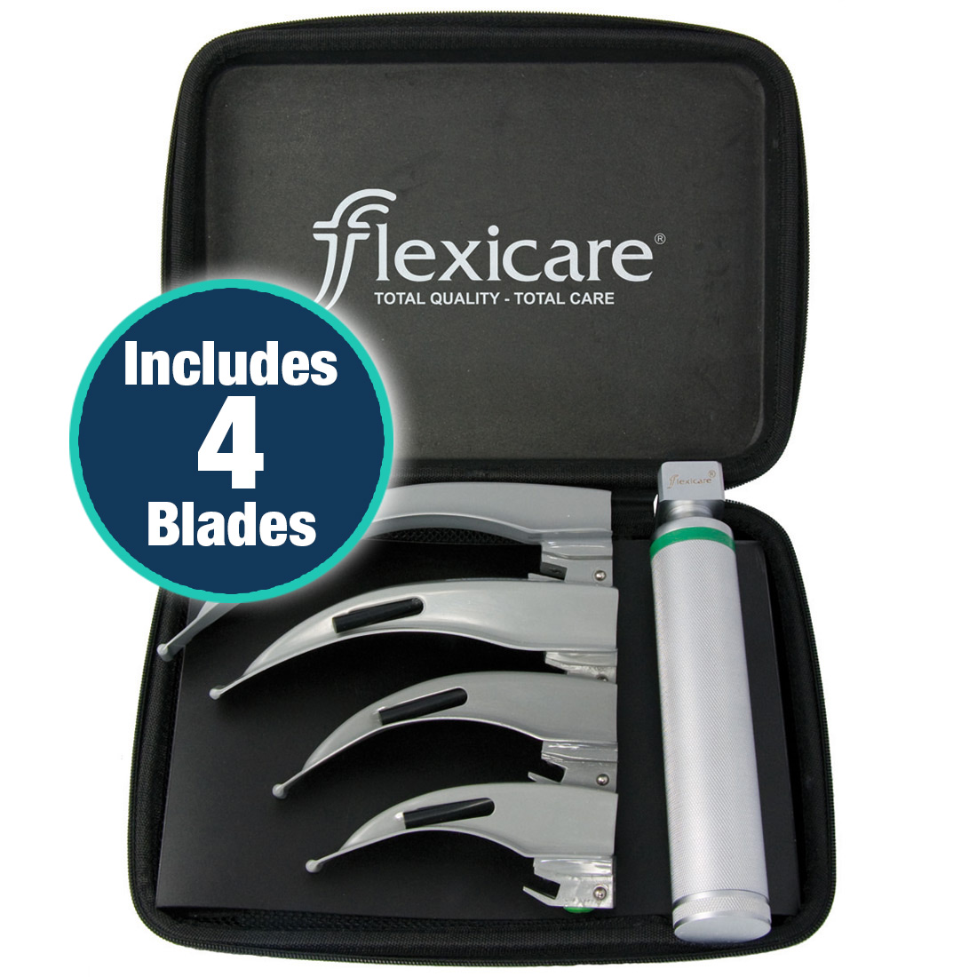 Flexicare Fiber-Optic Laryngoscope Box Sets - With 4 Macintosh blades sizes 1, 2, 3 & 4