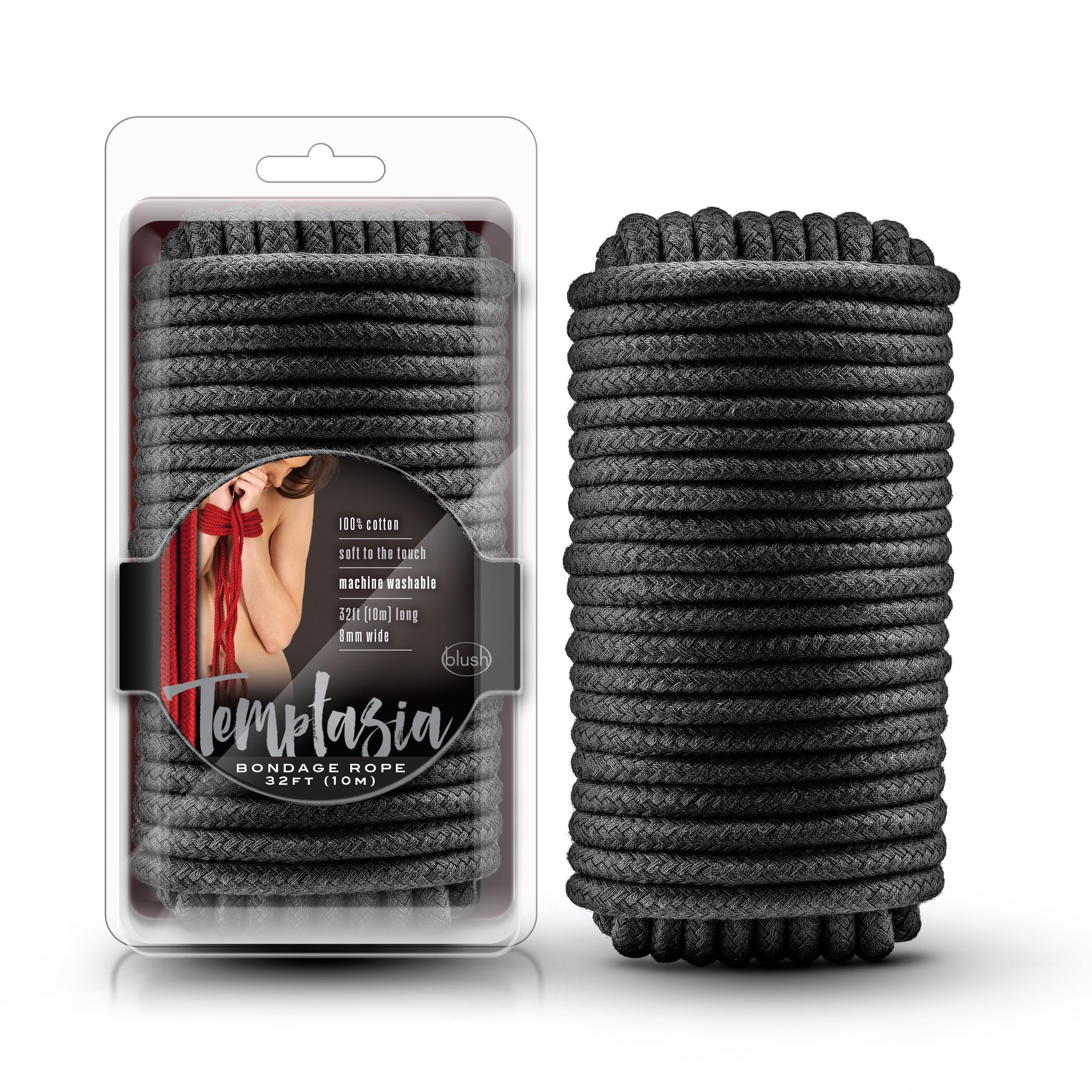 Blush Temptasia Bondage Rope - 32 Feet - Black