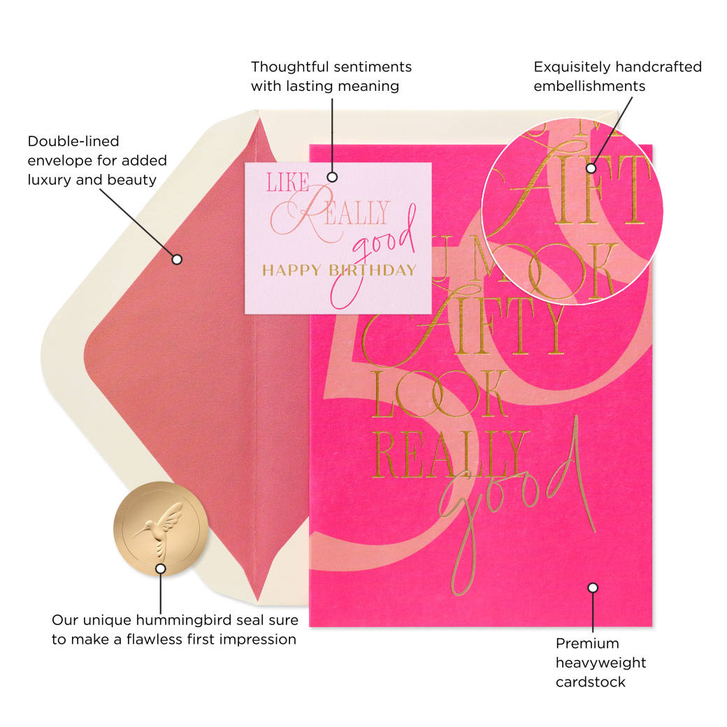 Really Good Pink 50th Birthday Greeting Card