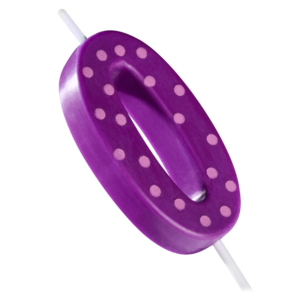 Purple Polka Dots Number 0 Birthday Candle 1-Count