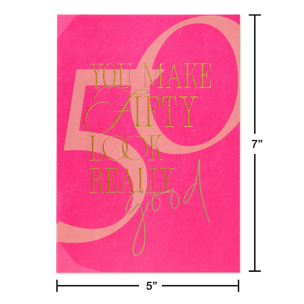 Really Good Pink 50th Birthday Greeting Card