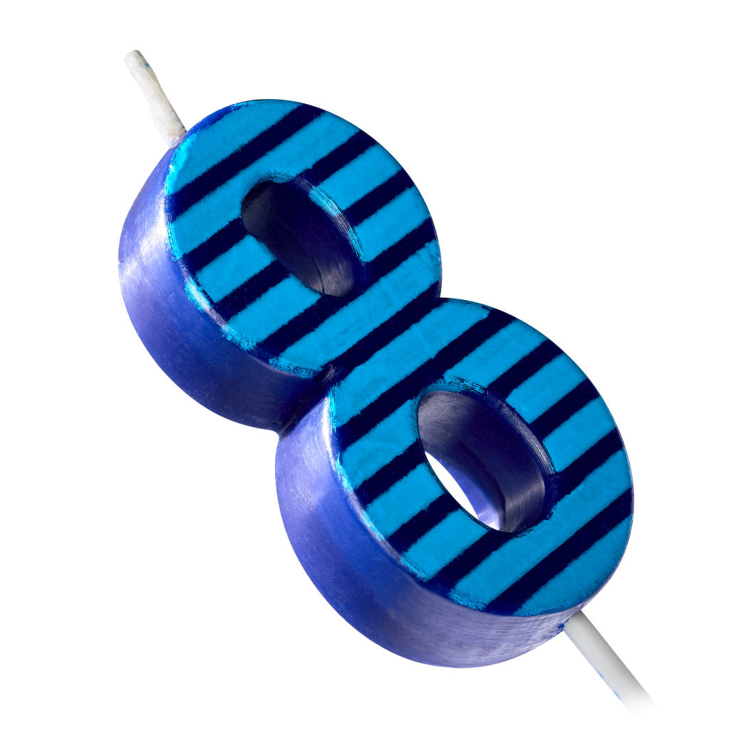 Blue Stripes Number 8 Birthday Candle 1-CountImage 1