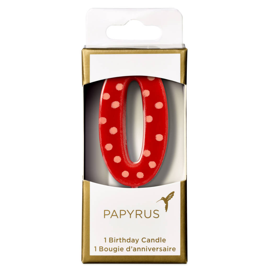 Red Polka Dots Number 0 Birthday Candle 1-Count