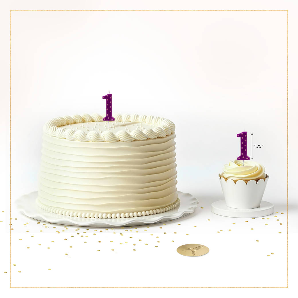 Purple Polka Dots Number 7 Birthday Candle 1-Count
