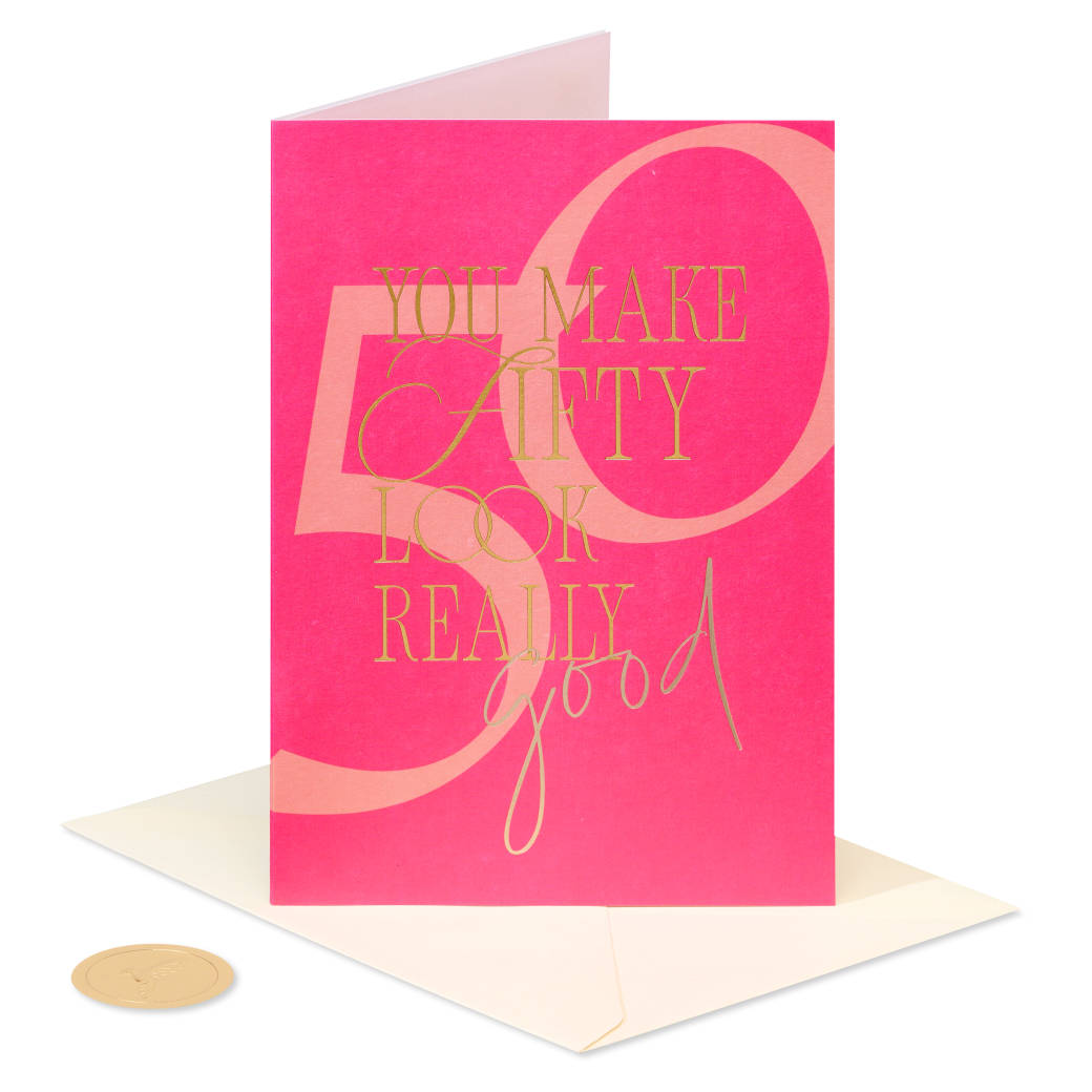 Really Good Pink 50th Birthday Greeting Card