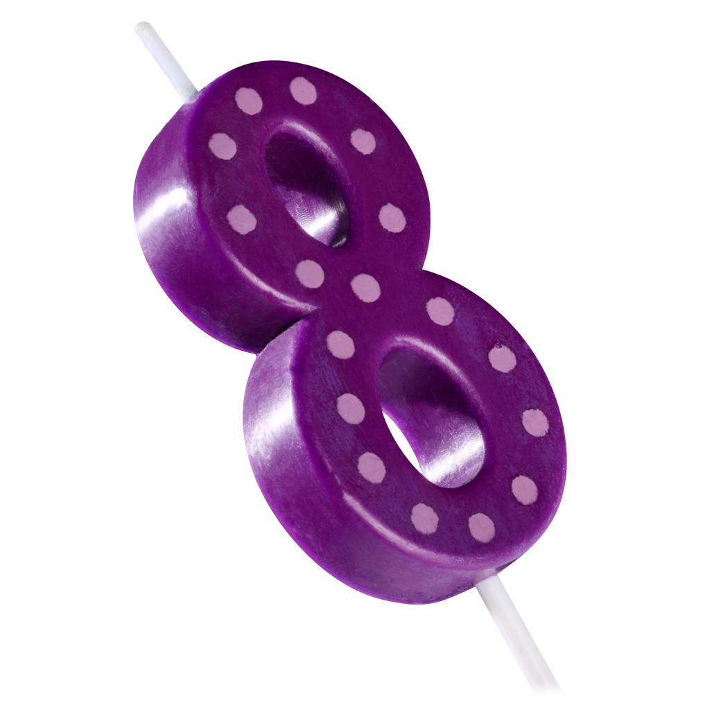 Purple Polka Dots Number 8 Birthday Candle 1-CountImage 1