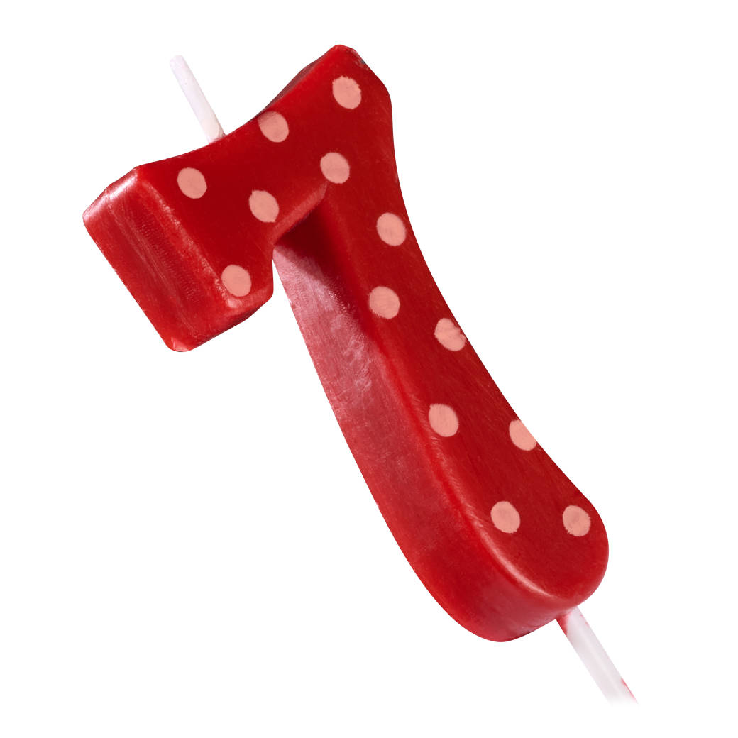Red Polka Dots Number 7 Birthday Candle 1-Count
