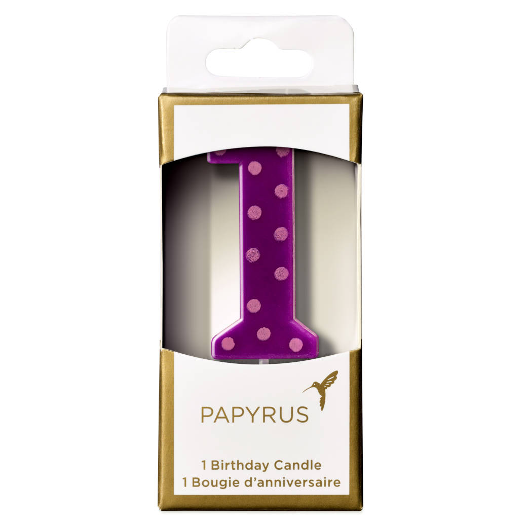 Purple Polka Dots Number 7 Birthday Candle 1-Count