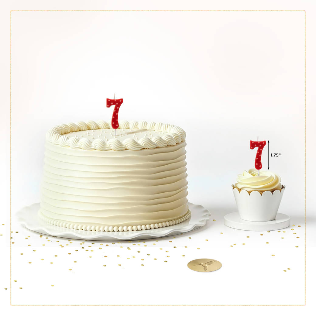 Red Polka Dots Number 7 Birthday Candle 1-Count