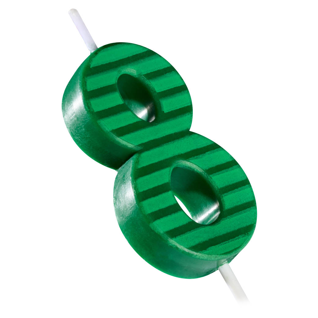 Green Stripes Number 8 Birthday Candle 1-Count