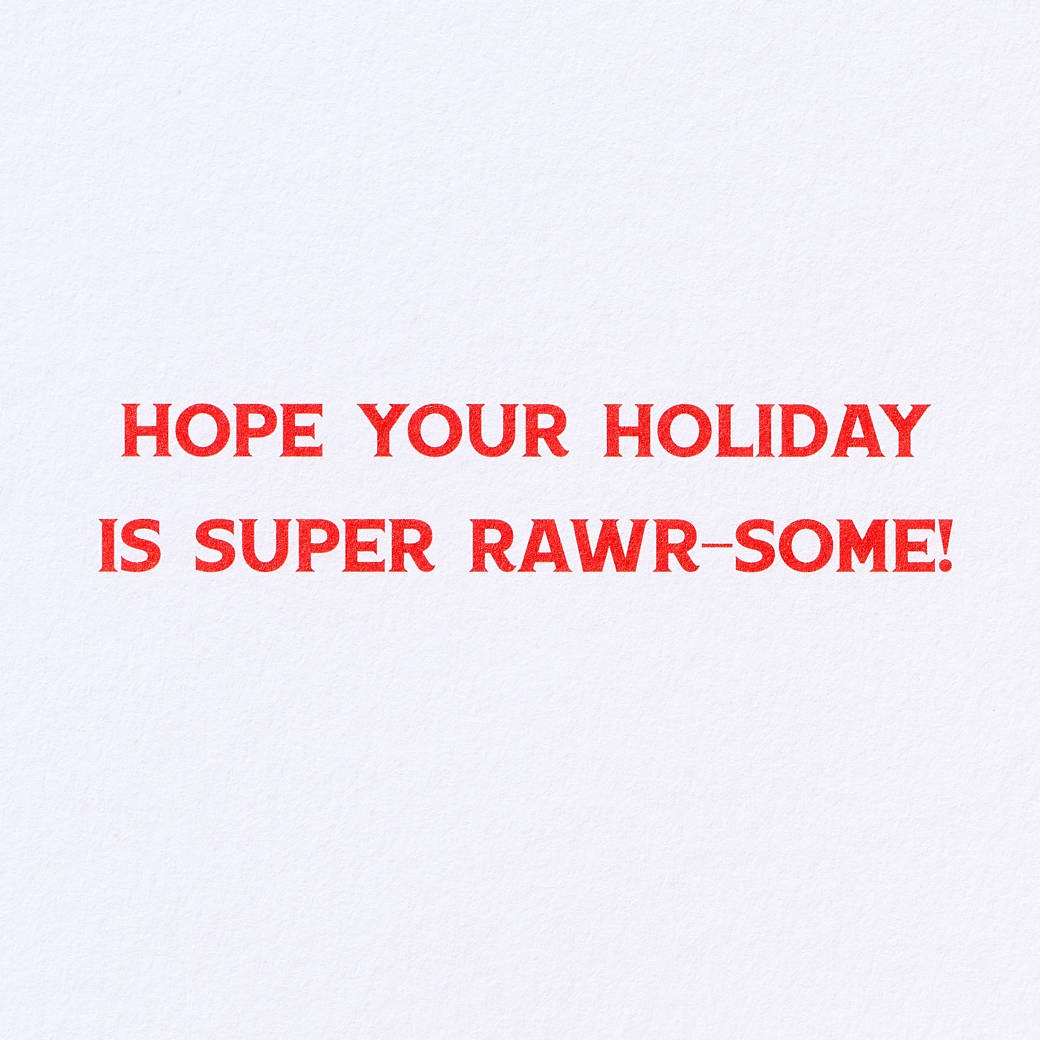 Super Rawr-some Dinosaur Christmas Greeting Card for Kids