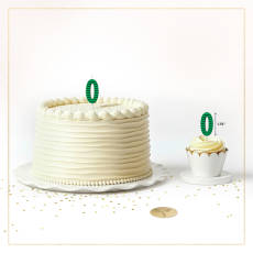 Green Stripes Number 0 Birthday Candle 1-Count