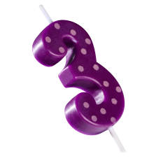 Purple Polka Dots Number 3 Birthday Candle 1-Count