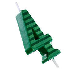 Green Stripes Number 4 Birthday Candle 1-Count