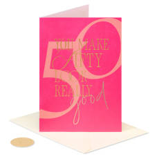 Really Good Pink 50th Birthday Greeting Card