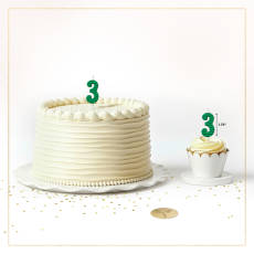 Green Stripes Number 3 Birthday Candle 1-Count