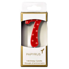 Red Polka Dots Number 7 Birthday Candle 1-Count