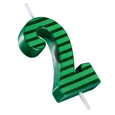 Green Stripes Number 2 Birthday Candle 1-Count